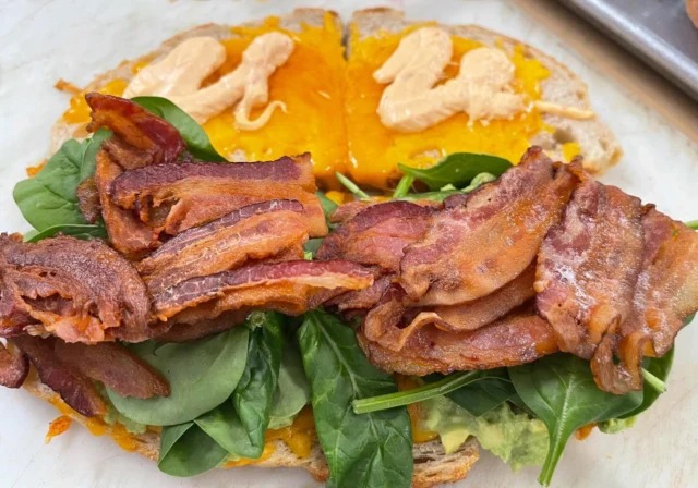 Bacon sandwich made with fresh baked bread at Scottsdale bakery café